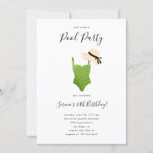 Invitation Piscine pour adultes Anniversaire