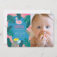 Piscine rose néon tropicale fille 1er anniversaire