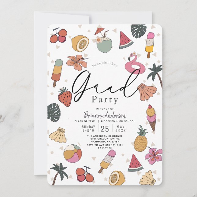 Invitation Piscine tropicale Articles d'été Diplôme photo (Devant)