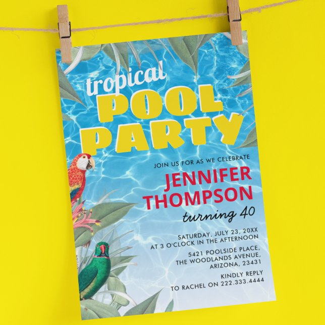 Invitation Piscine tropicale fête d'anniversaire (Créateur téléchargé)