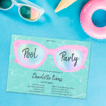 Invitation Piscine tropicale lunettes holographiques Sweet 16<br><div class="desc">Lunettes holographiques de piscine moderne Sweet 16 avec des lunettes de soleil roses et holographiques mignonnes et chic sur un arrière - plan bleu clair,  la couleur peut être changée. Une invitation à la fête d'été amusante et cool</div>