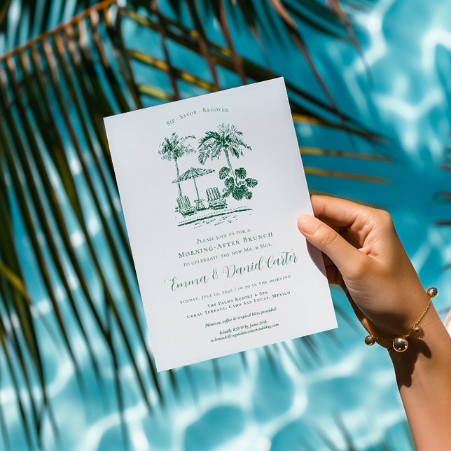 Invitation Piscine tropicale | Matin après Brunch Mariage (Créateur téléchargé)