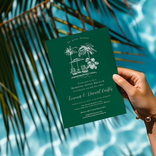 Invitation Piscine tropicale | Matin après Brunch Mariage (Créateur téléchargé)