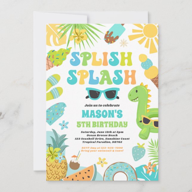 Invitation Piscine tropicale Piscine d'été fête d'anniversair (Devant)