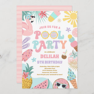 Invitation Piscine tropicale Piscine d'été fête d'anniversair