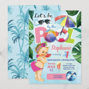 Invitation Piscine tropicale pour la petite fille du premier