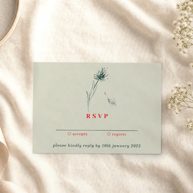 Invitation Pissenlit Répondre aimablement Floral Boho Vert Ro (Créateur téléchargé)