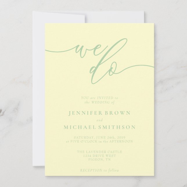 Invitation Pistachio & Cream Signature We Do Typo Wedding (Devant)