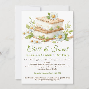 Invitation Pistachio Crème glacée Sandwich Day Aquarelle