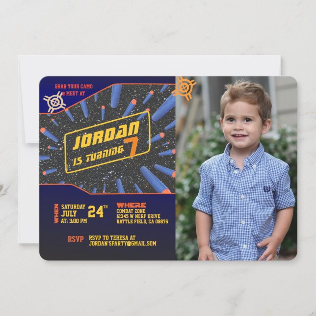 Invitation Pistolet à Fléchettes (Devant)