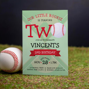 Invitation Pitch & Ribbon de baseball très tendance 2e annive