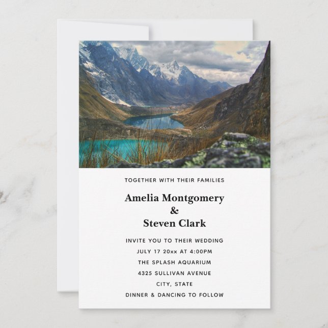 Invitation Pittoresque Alpine Mountains Mariage photo (Devant)