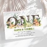 Invitation Pittoresque Dinosaur Wild Un 1er anniversaire<br><div class="desc">Stompe,  Chompe,  Growl,  Roar ! ! Faisons la fête comme un dinosaure ! Personnalisez l'invitation avec vos détails et si vous voulez réorganiser le style et le placement du texte,  veuillez appuyer sur le bouton "Cliquez pour customiser plus loin".</div>