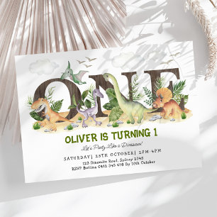 Invitation Pittoresque Dinosaur Wild Un 1er anniversaire