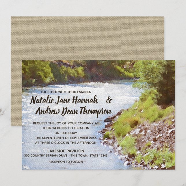 Invitation Pittoresque Nature River Lake View Mariage (Devant / Derrière)