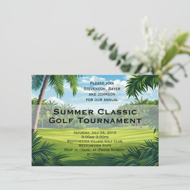 Invitation Pittoresque Palm Golf Événement Tournoi Fête Invit (Debout devant)