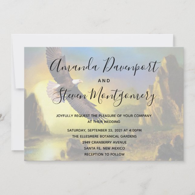 Invitation Pittoresque Rustique Aigle Patriotique Mariage (Devant)