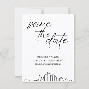 Invitation Pittsburgh Skyline MINIMALIST Enregistrer La Date