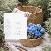 Pivoine Bleue Pérywinkle Mariage Carré Save the Da