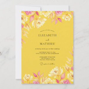 Invitation Pivoine de Mustard de Prairie Mariage Peint