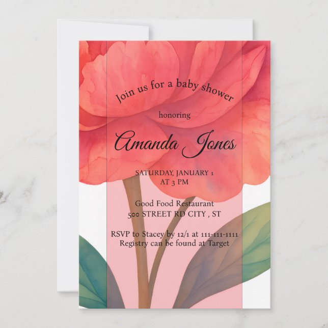 Invitation Pivoine en fleurs (Devant)