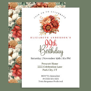 Invitation Pivoine et Chrysanthème Élégante d'Automne 99e Ann
