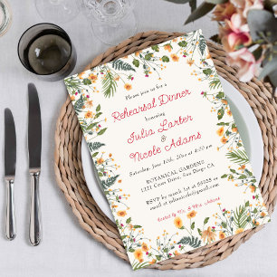 Invitation Pivoine Fleur de Pâquerette Dîner de Répétition