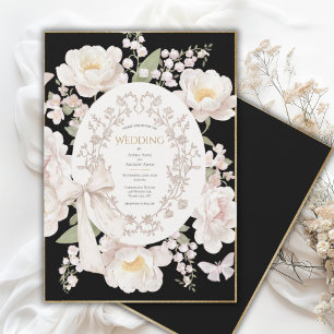 Invitation Pivoine Floral Vintage Aquarelle Élégant Mariage