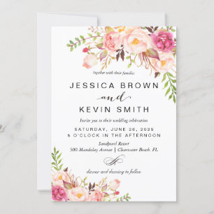 Invitation Pivoine florale rustique