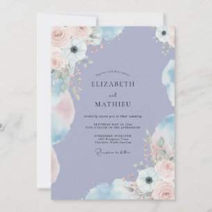 Invitation Pivoine Mariage Douce Teinte Pervenche