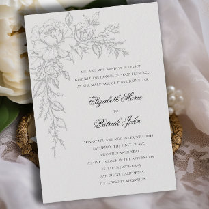 Invitation Pivoine Radieux Ivoire Élégant Formel Mariage Clas