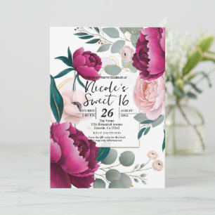 Invitation Pivoine Rose Eucalyptus Jardin Floral Glam Douze A