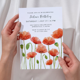 Invitation Pivoines Aquarelle Florale Anniversaire Moderne To