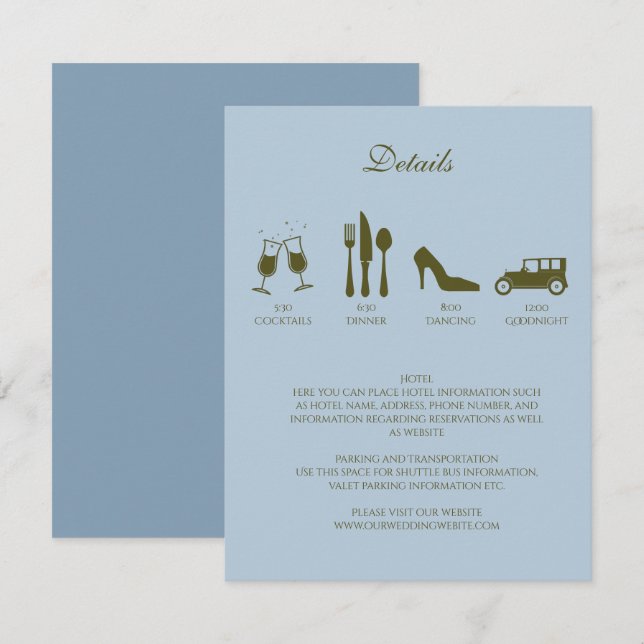Invitation Pivoines blanches avec détails bleu bébé Invitatio (Devant / Derrière)
