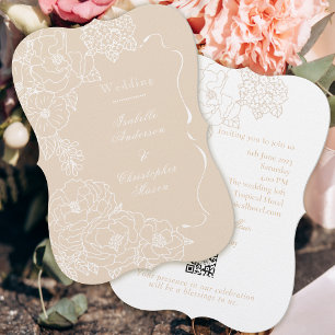 Invitation Pivoines de mariage romantiques ivoire délicat