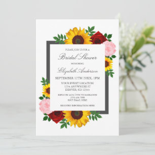 Invitation Pivoines de rose de tournesol automne floral douch