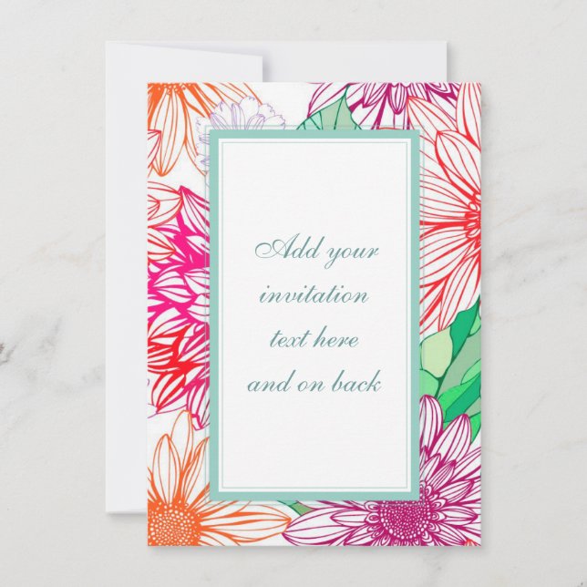 Invitation Pivoines et fleurs sauvages (Devant)