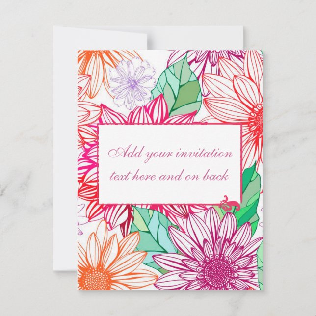 Invitation Pivoines et fleurs sauvages (Devant)
