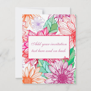 Invitation Pivoines et fleurs sauvages