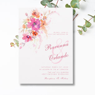 Invitation Pivoines Fleurs Sauvages Pastel Anémones Mariage
