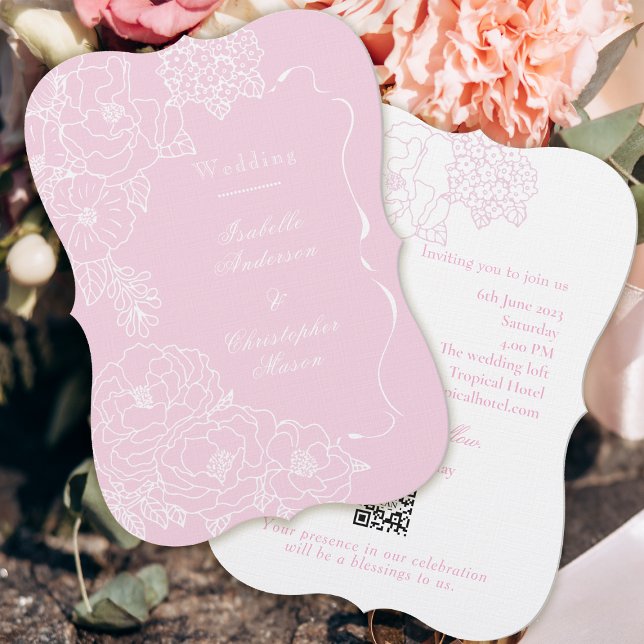 Invitation Pivoines roses délicates pour mariage romantique (Créateur téléchargé)