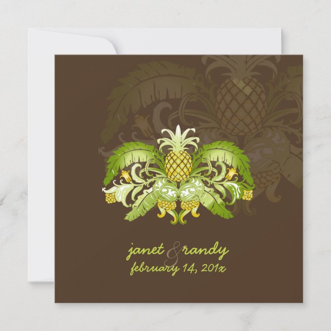 Invitation Pix-Dezines Ananas Royal Hawaiian Vintage (Devant)