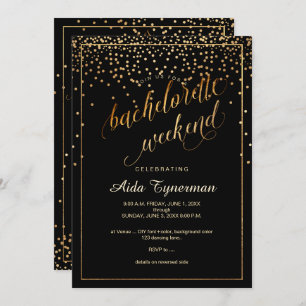 Invitation Pix-Dezines Bachelorette Weekend Faux Gold Confett