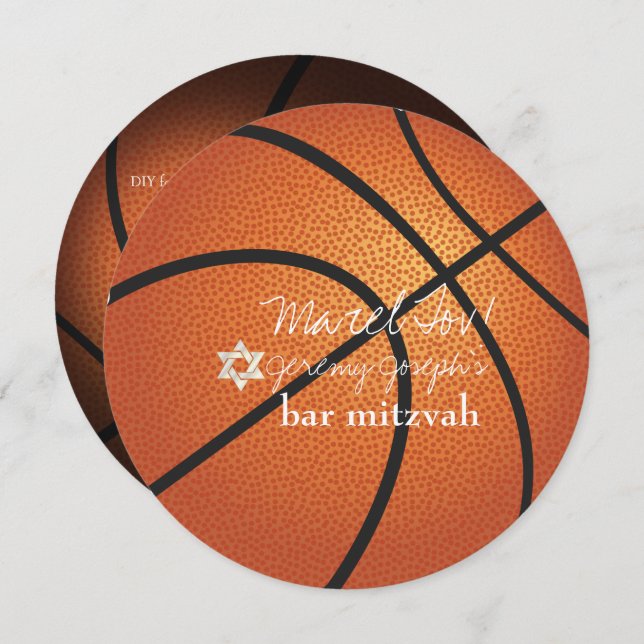 Invitation ✡ Pix Dezines Basketball Bar Mitzvah (Devant / Derrière)