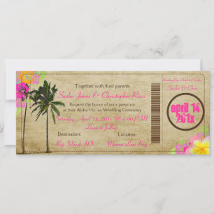 Invitation Pix-Dezines Boarding Pass/palmiers jumeaux vintage