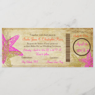 Invitation Pix-Dezines Boarding Pass+Plage+Aigle rose