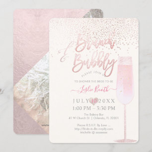 Invitation Pix-Dezines Brunch Bubbly/Champagne rose Confetti