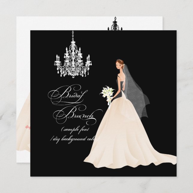 Invitation Pix-Dezines Chandelier Bridal Brunch/DO-IT-YOURSEL (Devant / Derrière)