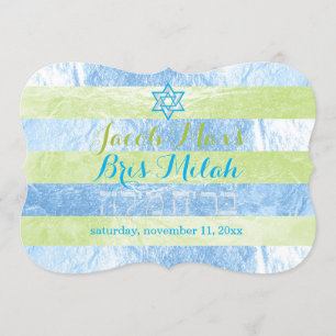 Invitation Pix-Dezines Faux Foil Stripes Bris Milah