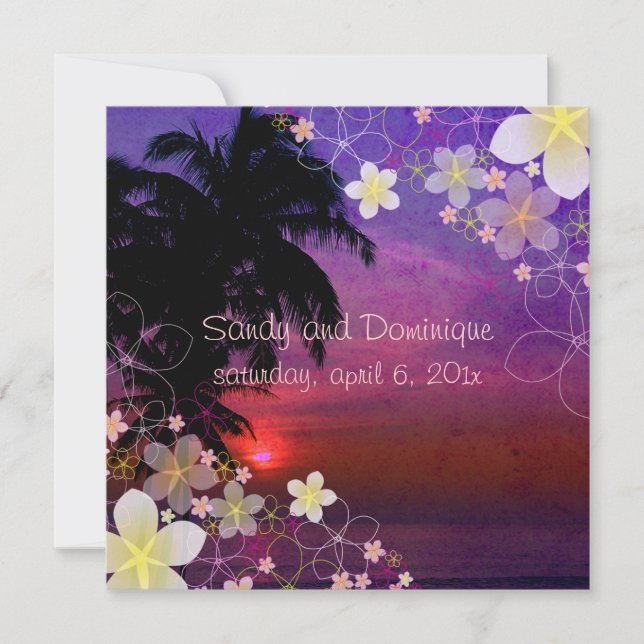 Invitation Pix Dezines hula dream/plumeria/plage/tropicale (Devant)